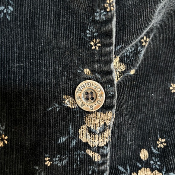 Vintage Women's Small Floral Corduroy Jacket Button Pockets Casual Fall Coat - Picture 5 of 15